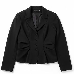 Vintage JÓN Black Cropped Wool Blend Jacket – Structured Peplum Blazer